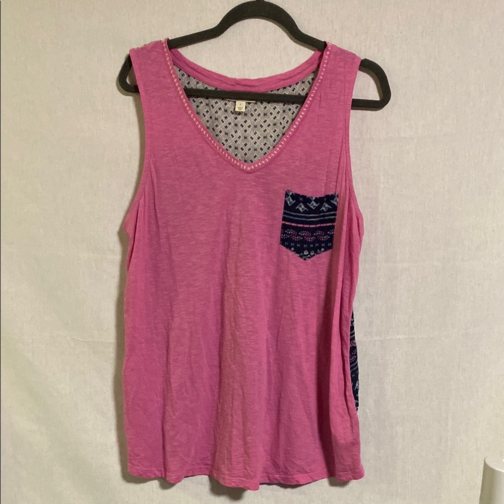 Style & Co. Pink Relaxed Sleeveless Tank Top Large Good Condition